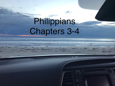Aldinga Beach in South Australia at sunset with the words "Philippians Chapter 3-4" written over the photograph.