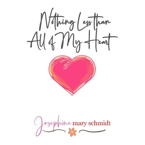 Album artwork for Nothing Less than All of My Heart by Josephine Mary Schmidt featuring a prominent pink heart.